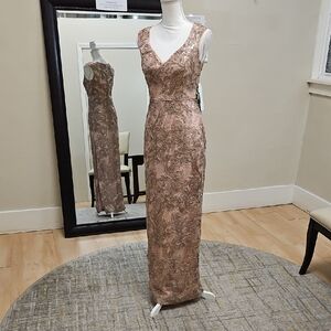 Size 4 blush/rose gold sleeveless sheath/column gown by Aidan Mattox NWT